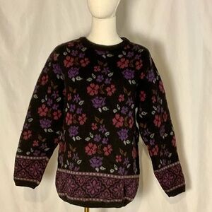 Vintage Laura Ashley Floral wool sweater size Medium/Large
